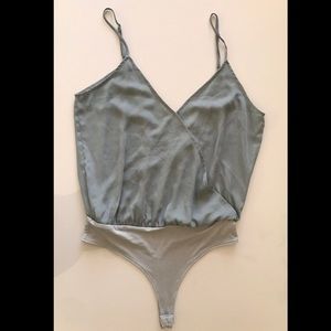 L’Academie Soft Green Surplice Bodysuit